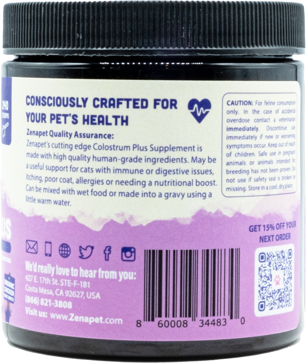Colostrum Plus Superfood Supplement for Cats - Immune & Gut Support, 240 Servings
