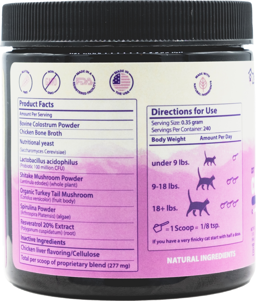 Colostrum Plus Superfood Supplement for Cats - Immune & Gut Support, 240 Servings