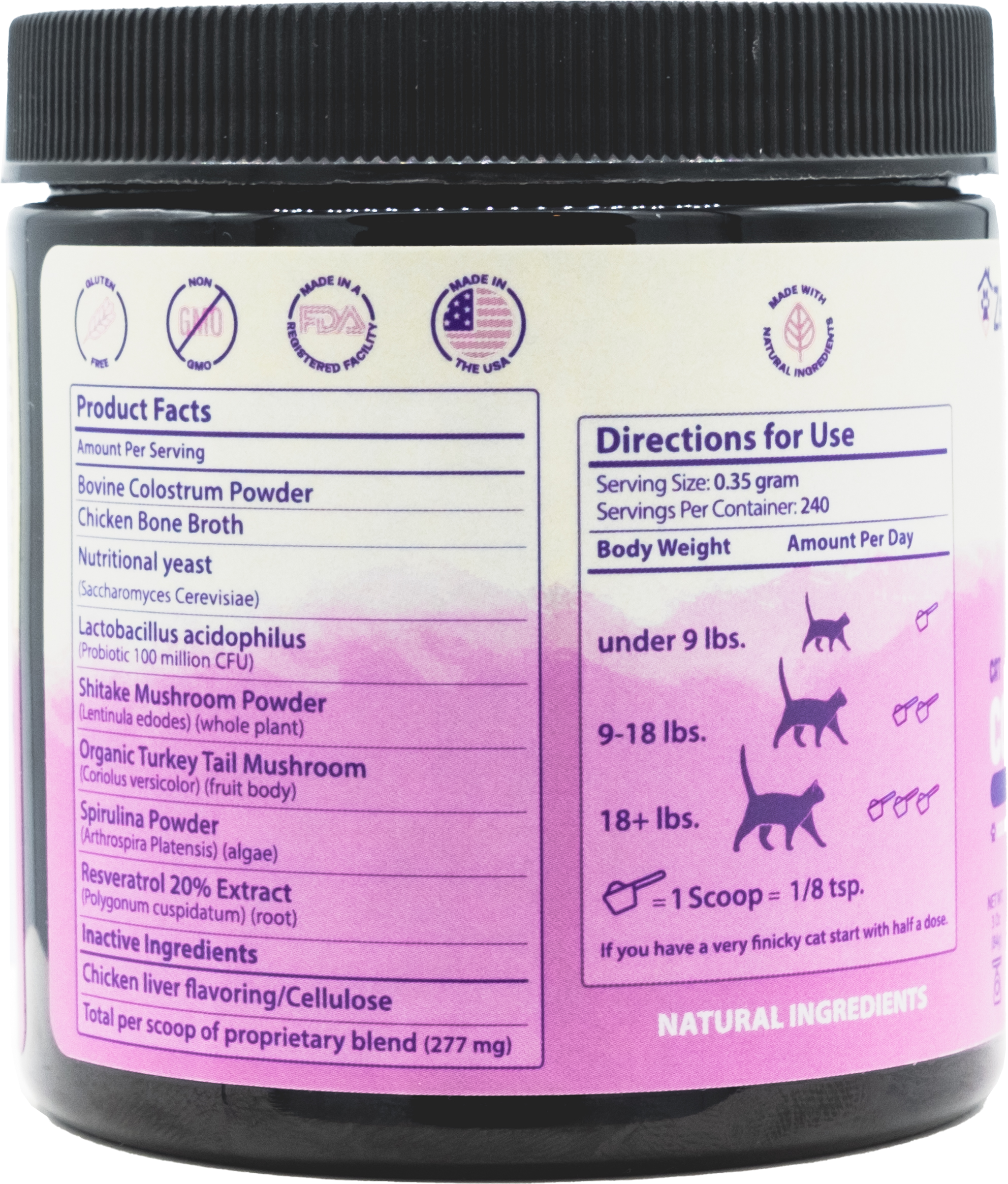 Colostrum Plus Superfood Supplement for Cats - Immune & Gut Support, 240 Servings