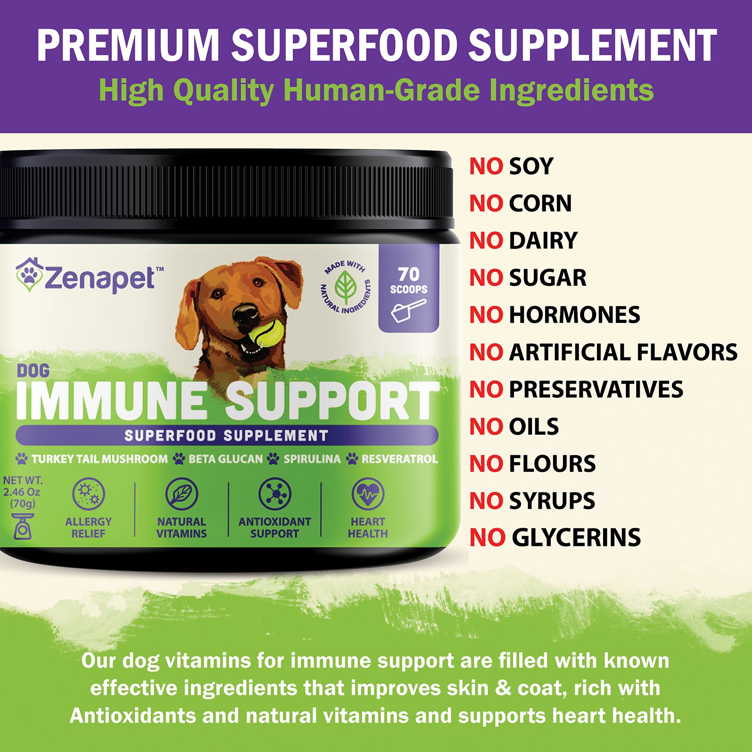 Immune Support Premium Powder Topper for Dogs